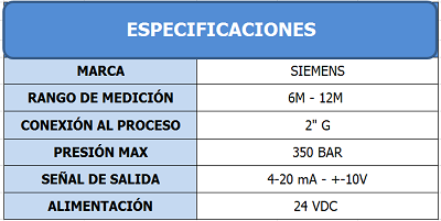 Tabla de Especificaciones